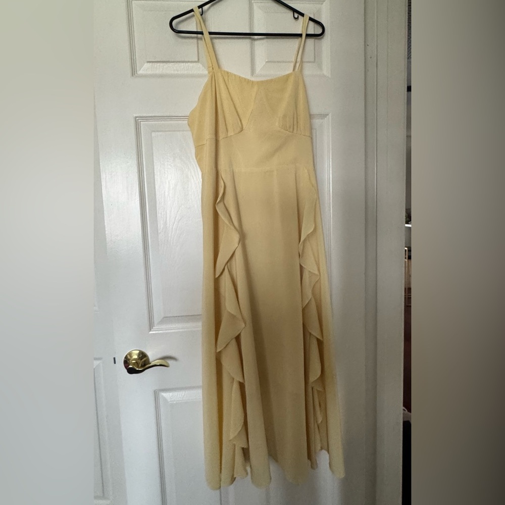 Elegant Butter Yellow Ruffle Dress